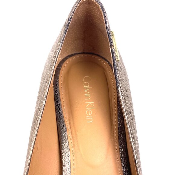 Calvin Klein Gabrianna Women’s Heels Metallic Bronze Leather Pumps Size 8.5 - Picture 9 of 13